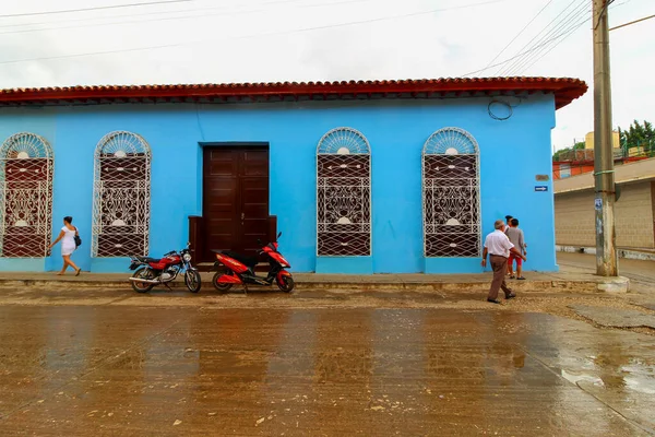 Une Vue Sur Les Bâtiments Colorés Vélo Garé Trinidad Par — Photo