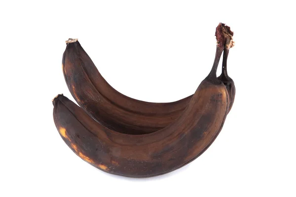 Cele Două Banane Suprapuse Izolate Fundal Alb — Fotografie, imagine de stoc
