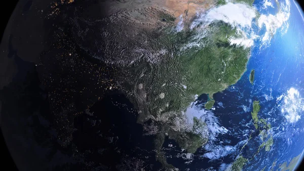 Lélegzetelállító Kilátás Nyílik Föld Gömbjére Ahogy Űrből Látja — Stock Fotó