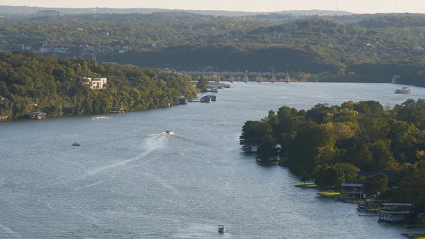 Aerial View Cityscape Austin Surrounded Trees Water — Stock Photo, Image