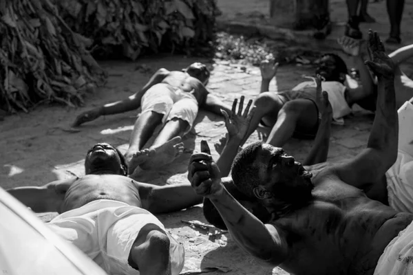 Invånarna Acupe Santo Amaro Bahia Återupplever Ett Teatermässigt Sätt Kampen — Stockfoto
