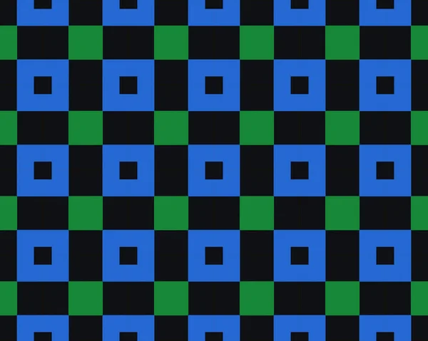 Een Illustratie Van Een Naadloos Groen Blauw Vierkant Tegelpatroon — Stockfoto
