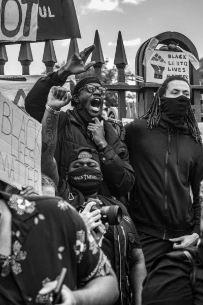 Disparo Escala Grises Personas Vidas Negras Importa Protesta Glasgow Green —  Fotos de Stock