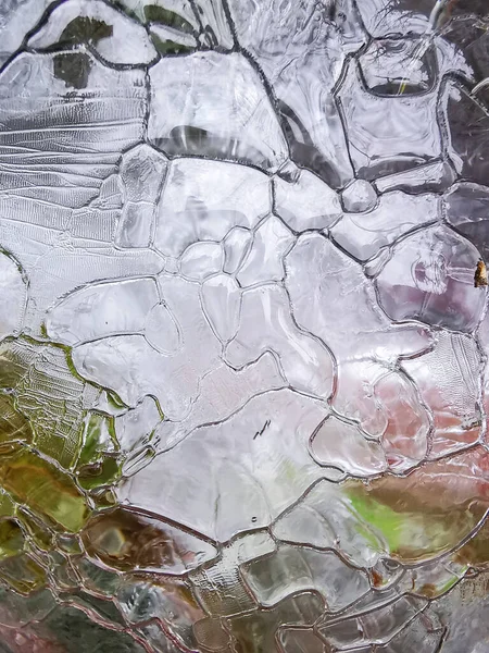 冬の割れた氷のテクスチャの詳細のクローズアップショット — ストック写真