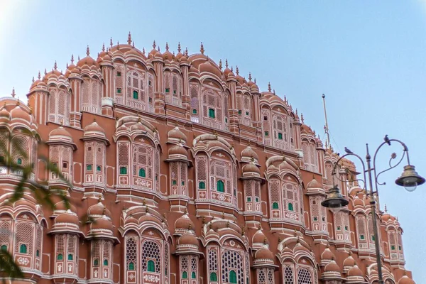 Der Hawa Mahalda Palast Jaipur Indien Vor Blauem Himmel — Stockfoto