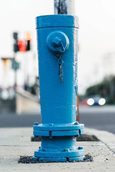 Hidrante Fogo Azul Trilha Cidade — Fotografia de Stock