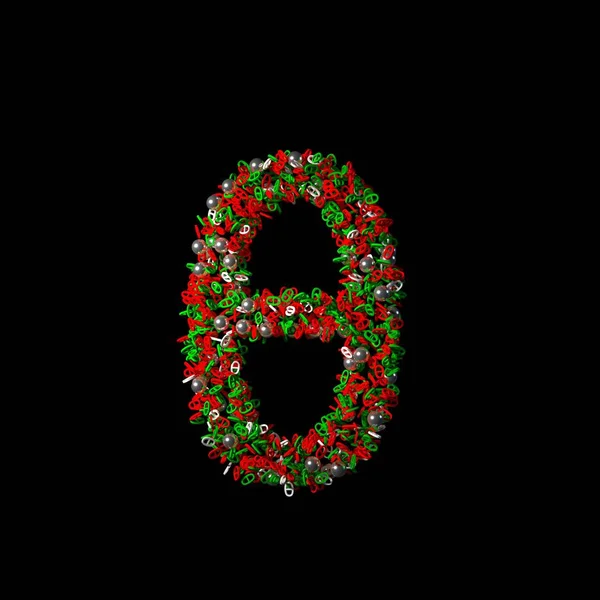 Scattered Green Red Christmas Character Isolated Black Background — Stock Photo, Image