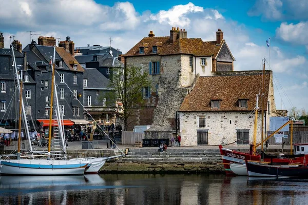View Vintage Architecture Boats Seaside Village Harbor France — Stock Photo, Image