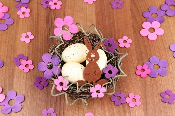 Beautiful Picture Handmade Easter Bunny Basket Eggs — Stock Photo, Image