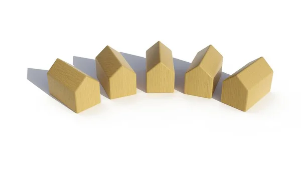 Ilustrační Dispozice Dřevěných Domů Bílém Pozadí Modelový Koncept Rodinného Domu — Stock fotografie