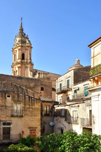 Church Old Buildings Blue Sky Old Town Modica Italy — Stock Photo, Image