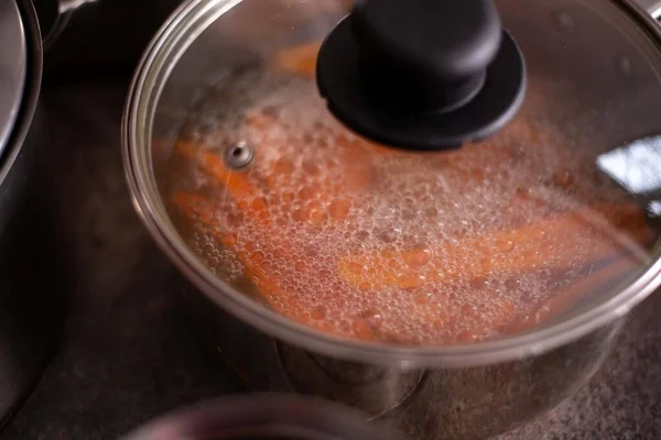 Carrots Boiling Pot — Stock Photo, Image