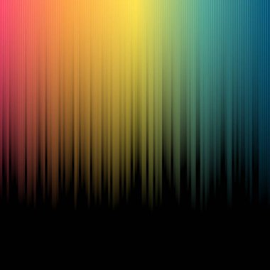 Değişik dikey çizgileri ve çizgileri olan soyut renkli bir tasarım.
