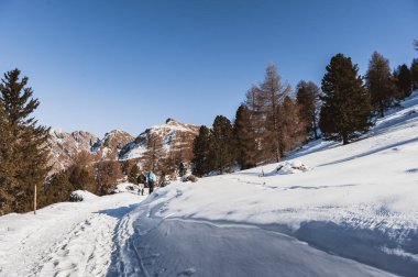 Dolomitler, İtalya 'da güzel bir kar manzarası.
