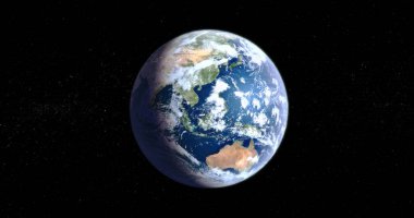 Dünya 'nın siyah arka planda izole edilmiş uzaydan gördüğü nefes kesen bir görüntü.
