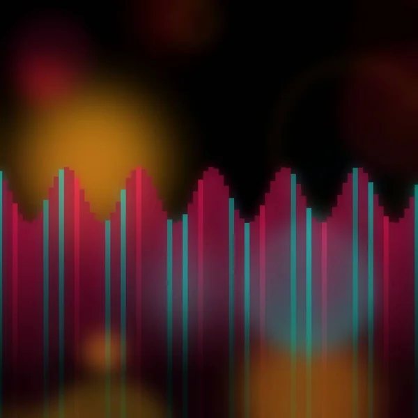 要約カラフルな音の周波数イコライザー素子のイラストデジタルオーディオのコンセプトのための簡単な背景に線と波 — ストック写真