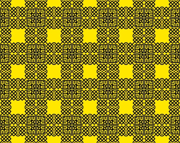 Aralıksız köşegen çizer Yunanca tekrarlanan motifsiz motifsiz desen basit siyah ve Sarı yinelenen arka plan geometrik şekiller.