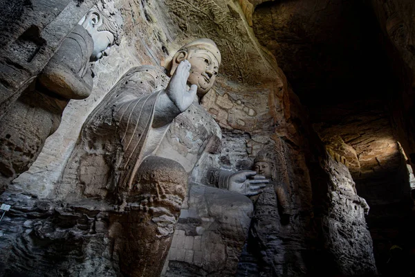 Boeddhabeelden Yungang Grottoes Datong City Provincie Shanxi China — Stockfoto