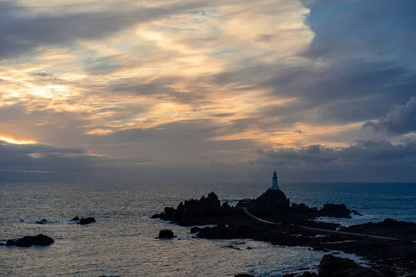 Güzel Bir Sahil Manzarası Jersey Ouen Gün Batımında Channel Adaları — Stok fotoğraf