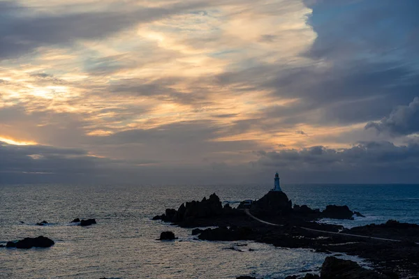 Una Hermosa Vista Playa Ouen Jersey Islas Del Canal Atardecer — Foto de Stock