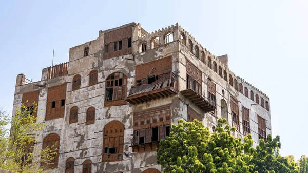 Una Toma Ángulo Bajo Antiguo Edificio Tradicional Ciudad Balad Jeddah — Foto de Stock