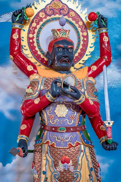 Ένα Πορτραίτο Ενός Κινέζου Θεού Αγάλματος Ένα Ναό Στο Τσονμπούρι — Φωτογραφία Αρχείου