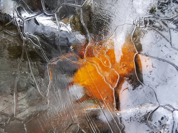 Kış Mevsiminde Kırılan Buz Dokusunun Detaylarının Yakın Çekimi — Stok fotoğraf