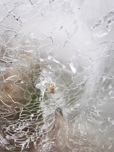 クラックされた氷の表面の垂直閉鎖ショット — ストック写真