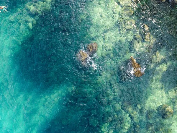 Luftaufnahme Des Ruhigen Glänzenden Wassers Moscenicka Draga Kroatien — Stockfoto