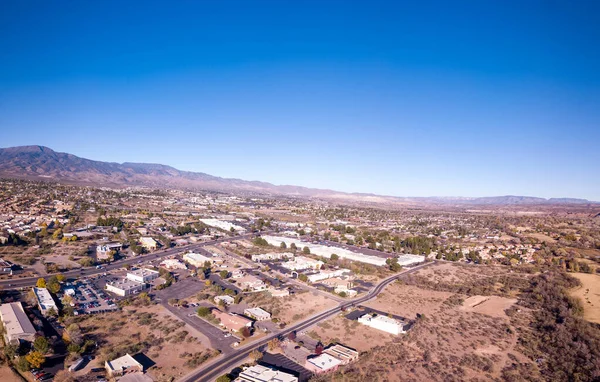 Uma Vista Aérea Das Minas Arizona Jerome Cottonwood Com Rio — Fotografia de Stock