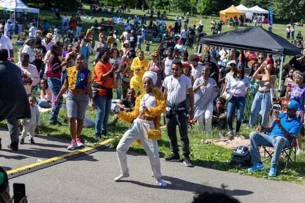 Crowd 13Th Annual Juneteenth Celebration Prospect Park Brooklyn Sunny Day — Stock Photo, Image