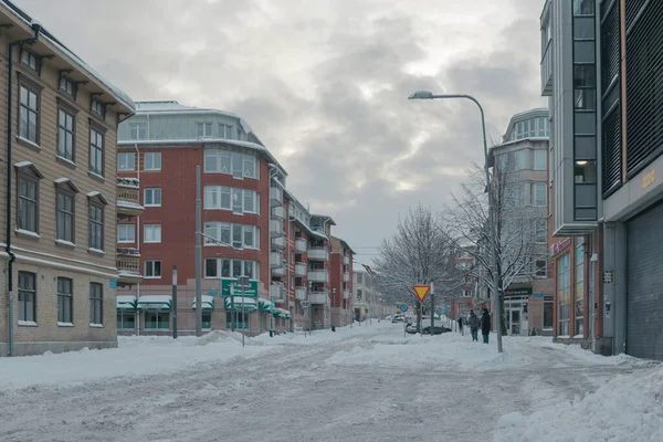 Uma Perspectiva Uma Rua Inverno Goeteborg Suécia — Fotografia de Stock