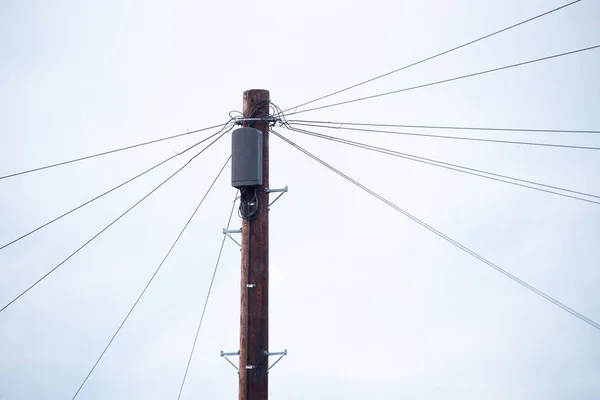 Poste Elétrico Fundo Céu — Fotografia de Stock