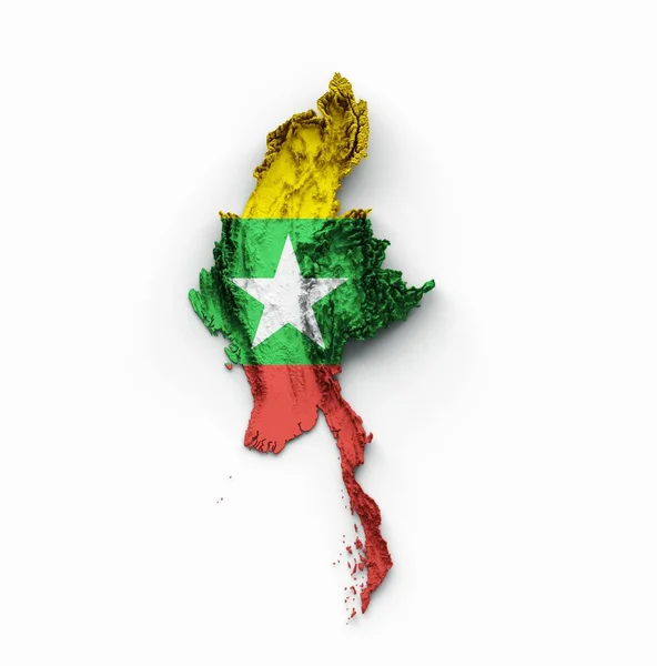 Återgivning Skisserad Kartbit Algeriet Täckt Flaggfärger Vit Bakgrund — Stockfoto