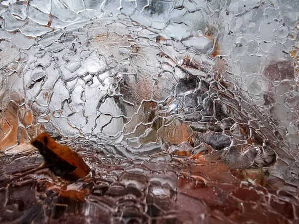 Kış Mevsiminde Kırılan Buz Dokusunun Detaylarının Yakın Çekimi — Stok fotoğraf