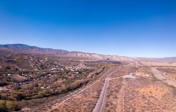 Arizona Madenleri Jerome Verde Nehri Ile Cottonwood Hava Manzarası — Stok fotoğraf