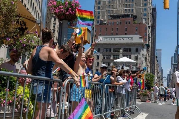People Celebrating Pride Month Parade 2022 Streets New York City — Stock Photo, Image