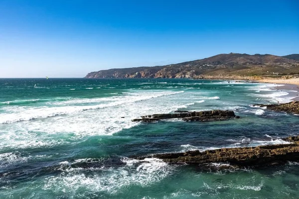 Portugal Praia Guincho Aan Atlantische Kust Winderig Strand — Stockfoto