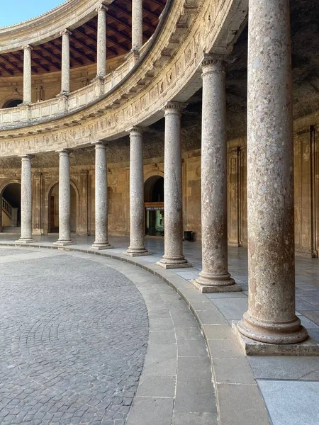 Vertical Shot Columns Palace Charles Granada Spain — Stock Photo, Image
