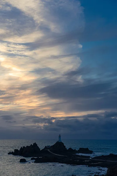 Güzel Bir Sahil Manzarası Jersey Ouen Gün Batımında Channel Adaları — Stok fotoğraf