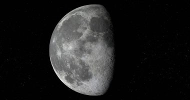 Çeyrek Ay 'ı siyah bir arkaplanda izole eden bir 3d