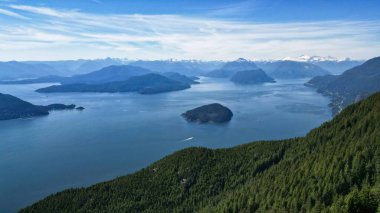 Cypress taşra parkında mavi gökyüzünün altındaki Kartal kayalıklarının en üst görüntüsü