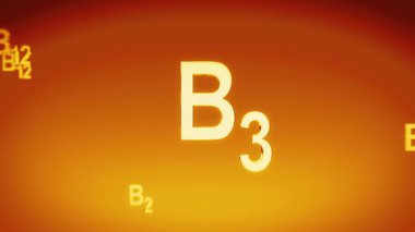 Turuncu bir zemin üzerinde B vitamini tiplerinin bir çizimi