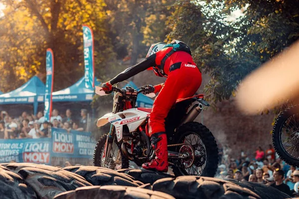 Tittare Som Tittar Extrema Moto Racing Sibiu Stad Rumänien — Stockfoto