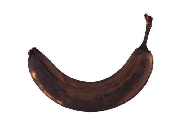 Uma Banana Podre Isolada Fundo Branco — Fotografia de Stock
