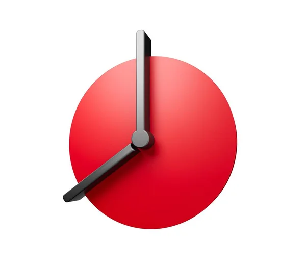 Representación Reloj Pared Rojo Negro Aislado Sobre Fondo Blanco —  Fotos de Stock