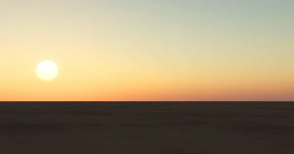 日落时广阔沙漠的轮廓图解 — 图库照片