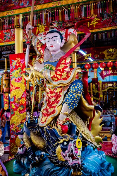 Zbliżenie Rzeźby Wystawionej Chińskiej Świątyni Chonburi Tajlandia — Zdjęcie stockowe