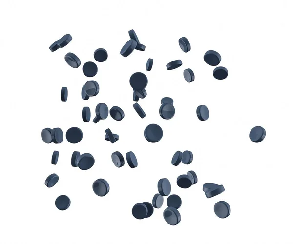 Granuli Polimero Plastico Grigio Nero Isolati Fondo Bianco Illustrazione — Foto Stock