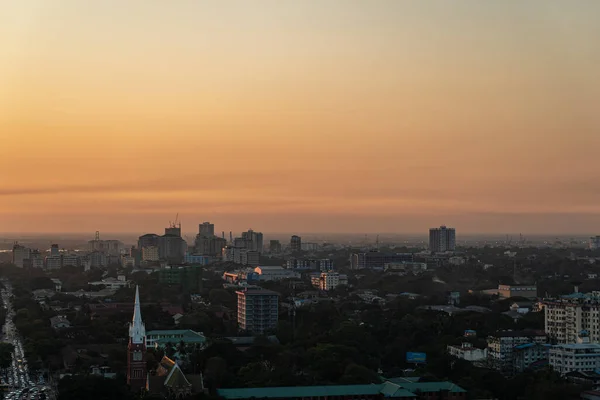 Beautiful Views Yangon City Myanmar Dusk — Stock Photo, Image